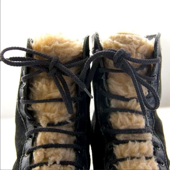 Vintage Romanian Black Leather & Shearling Boots - Picture 3 of 10